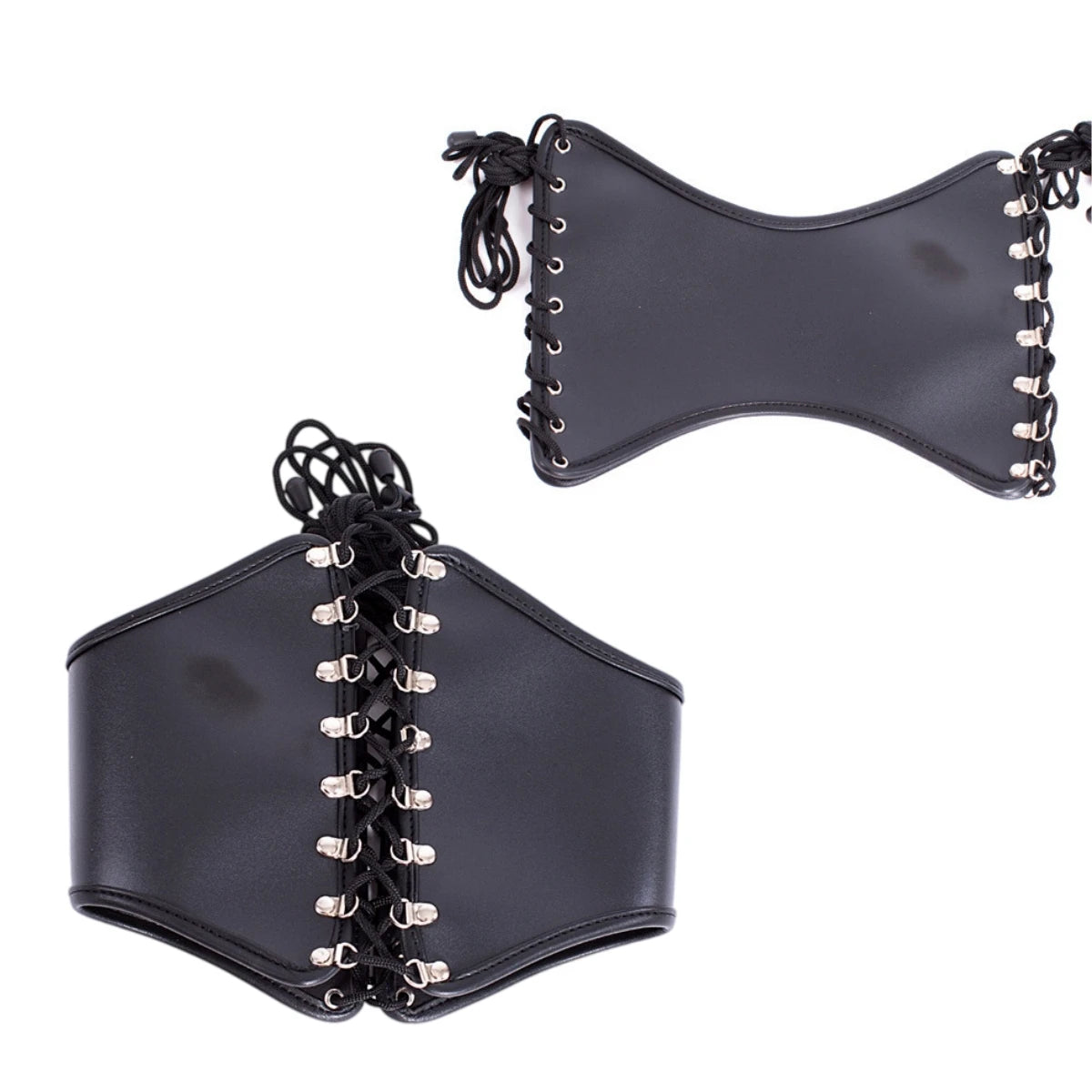 Waist Training 24cm Front Length Tight Lacing Korset for Women Black Leather Underbust Corset Body Shaper