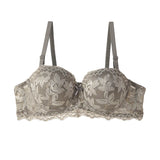 Women's Push Up Half Cup Bras French Lace Floral Bralette Thicken Bottom Gathered Underwire 36-42 A/B Cup Small Chest Underwear
