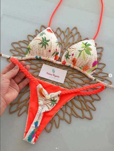 2026 New Bikinis Women Swimsuit Sexy Swimwear Halter Bikini Set Lace-up Biquine Brasileiro Thong Print Beachwear Party Wear