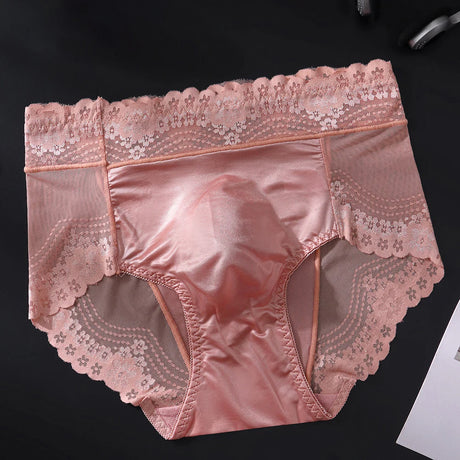 1pc Men Lace Thin Seamless Ice Silk Briefs 3D Bulge Pouch Low Waist Pantie Breathable High Elastic Soft Underwear