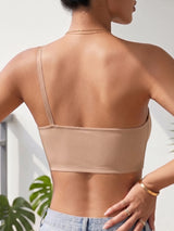 One Shoulder Women Bra Wireless Solid Front-Clasp Push up Bra Non-slip Unlined Comfortable Bra