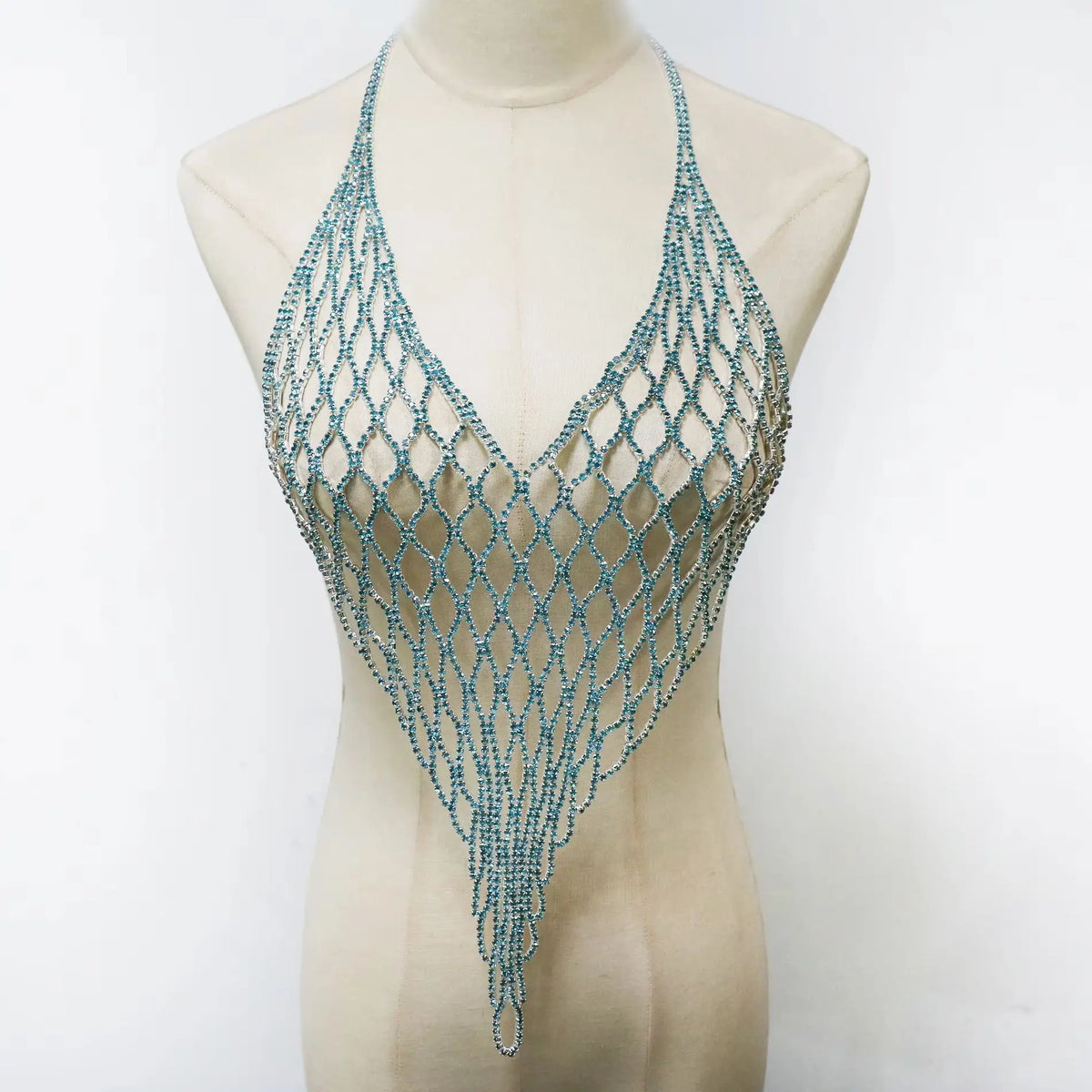 Sexy Sparkly Tassel Chest Chain Mesh Tassel Body Harness Chest Chain Bra Top Rhinestone Lingerie Bikini Sexy Body Jewelry Gift