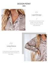 Women Satin Pajama Casual Sleepwear Home Clothes Suit Autumn Long Sleeve Button Up Top & Pants Nightwear Loungewear Pyjama Femme
