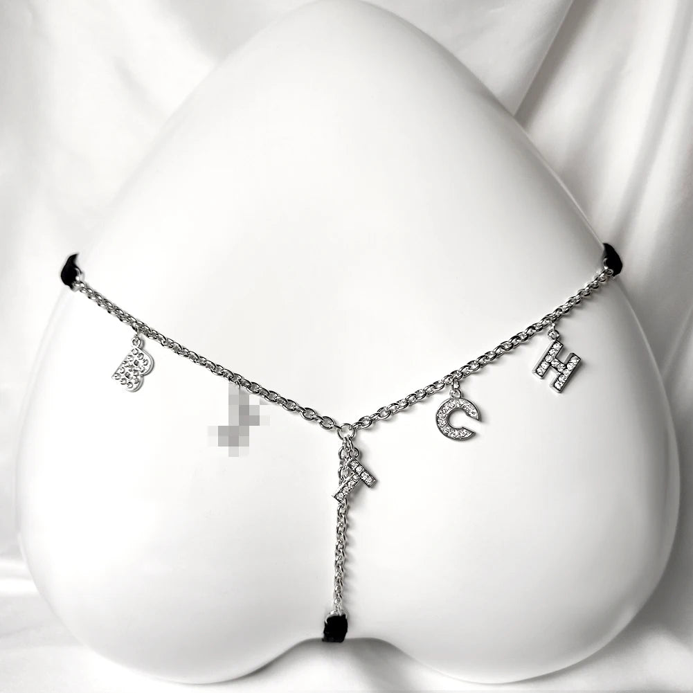 Customize Name Crystal Letters Waist Body Chain for Women Sexy Leopard Underwear Bikini Thong Body Jewelry Valentine's Day Gift