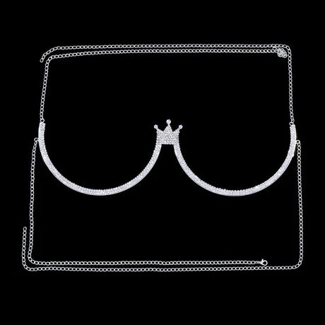 Stonefans Heart Rhinestone Chest Bracket Body Jewelry Bra Chain For Women Chain Top Bikini Halter Bra New Banquet Breast Support