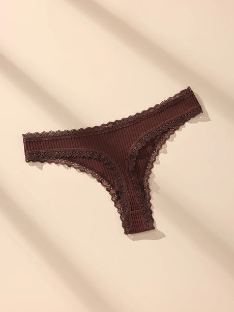 7Pcs/Set Women Thongs Panties Cotton Sexy Lace Underwear Tanga Solid Pants Plus Size Underpants G-Strings Female Lingerie S-3XL