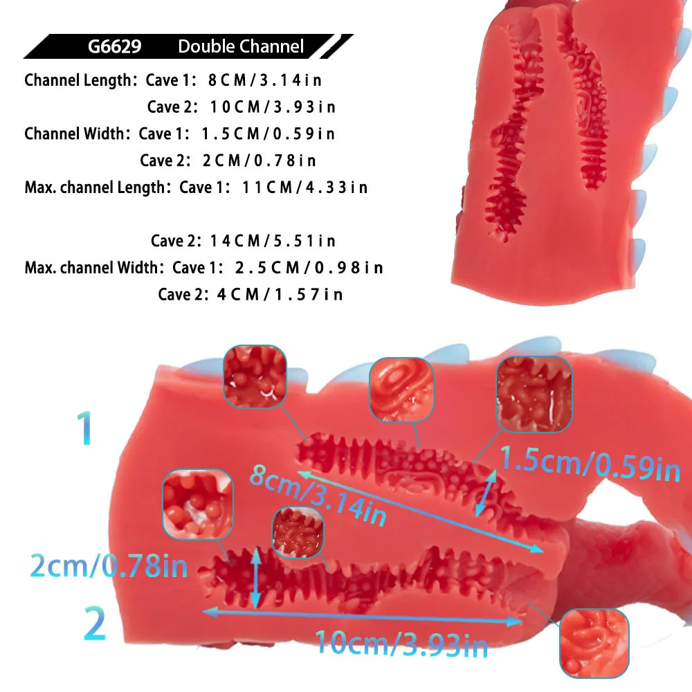 GEEBA Fantasy Red/Blue Dragon Male Masturbator Silicone Adult Men's Onahole Pocket Pussy Realistic Vagina Stroker Men Sex Toys
