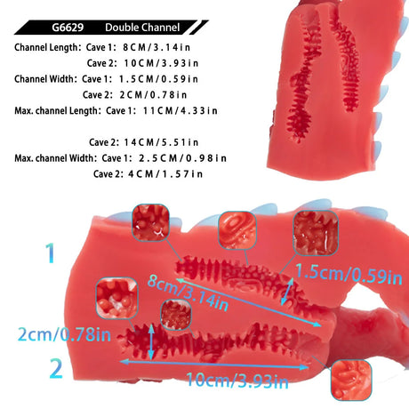 GEEBA Fantasy Red/Blue Dragon Male Masturbator Silicone Adult Men's Onahole Pocket Pussy Realistic Vagina Stroker Men Sex Toys