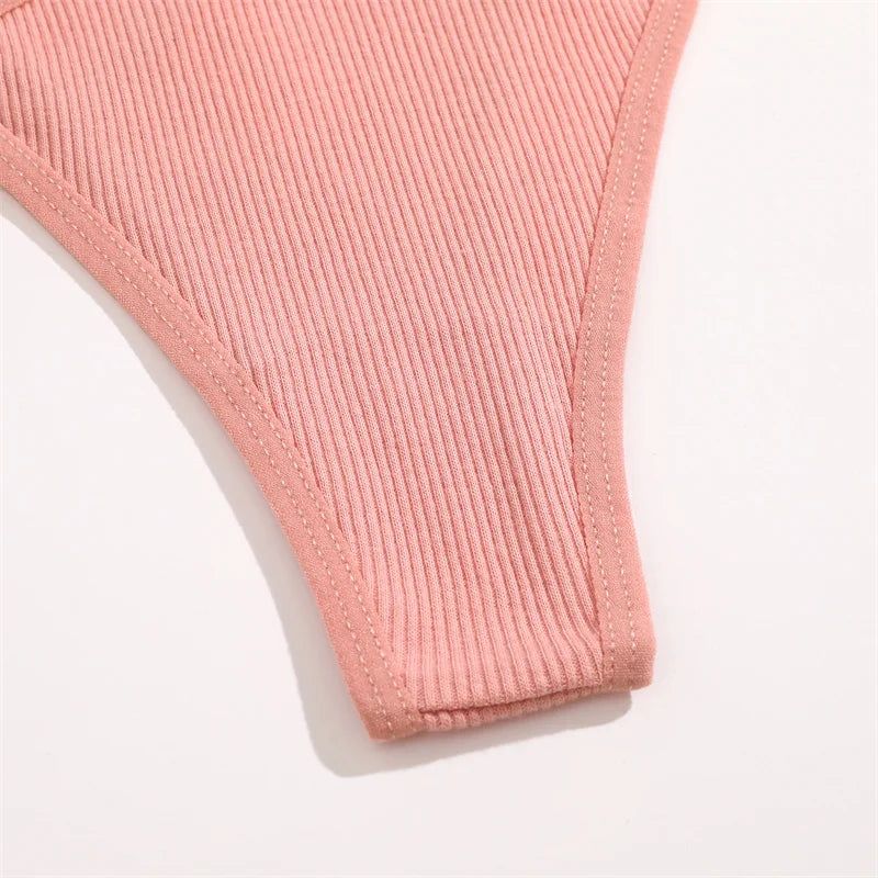 1PCS Women Sexy Cotton Panties Two Belts Hollow Out G-String Thongs Breathable Underwear for Female Solid Color Lingerie S-XL
