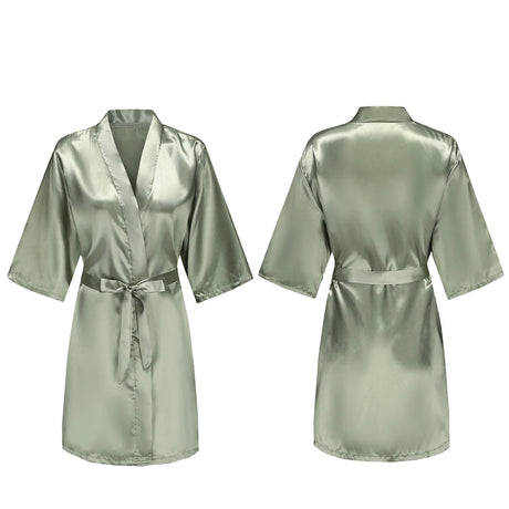 Women's Pure Short Silky Robes Bridesmaid Bride Party Satin Robes Sleepwear