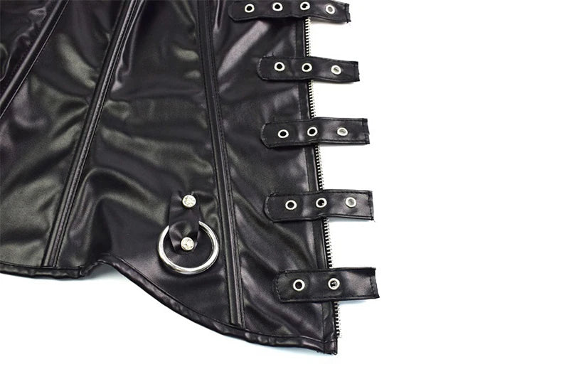 Faux Leather Harness Court Shaper Overbust Corselet Women Sexy Buckled Bustier Waist Trainer Vest Corset Overbust