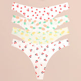 FINETOO 4Pcs Ultra Soft Underwear For Women Sexy Graphic Print Seamless Thongs Female Stretch Leopard G Strings Comfort Lingerie