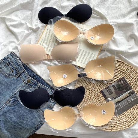 Women Sexy Invisible Strapless Adhesive Stick Bra Strapless Push Up Bras Backless Lingerie Seamless Silicone Bralette Underwear