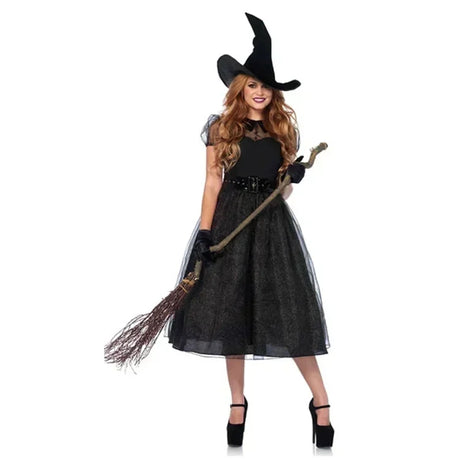 Halloween Witch Costumes for Women Adult Fantasy Black  Dress UP Party  Carnival Performance