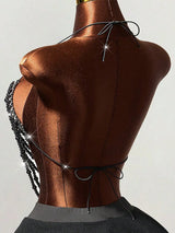 Sexy Metal Rhinestone Corset Crop Top Women Summer Club Party tops Woman Clothing See through Beach Halter Tank Top Streetwear