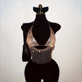 ling Pink Crystal Net Vest with Sequins Women Deep V Neck Dance Clubwear Trendy Fashion for Nightclub Bikini Cover Up