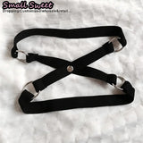 Women Gothic Cute Cat Paw Elastic Thigh Garter Y2K Spicy Girl Leg Ring Punk JK Cool Thigh Chain Cross Binding Thigh Harness