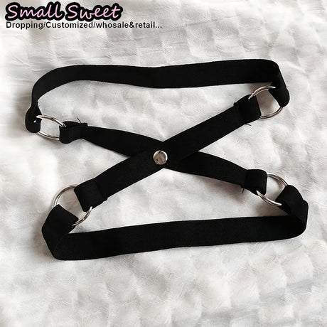 Women Gothic Cute Cat Paw Elastic Thigh Garter Y2K Spicy Girl Leg Ring Punk JK Cool Thigh Chain Cross Binding Thigh Harness