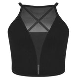 1pcs Sexy Mesh Camisole Crop Top Corset Ribbed Backless Underwear Hot Fashion Women Casual BrassiereTank Top Bralette Lingerie