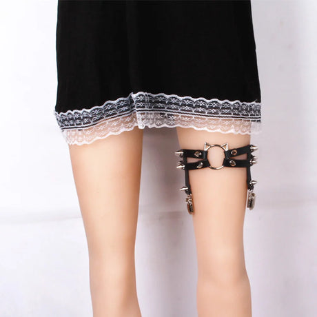 Sexy Leather Spike Garter Belt Elastic Leg Anklet Girl Women Harness Goth Rock Gothic Rivet Punk Cat Thigh Garter