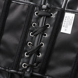 Women Faux Leather Strapless Corset Boned Back Lace Up Waist Cincher Gothic Party Club Night Out Wear