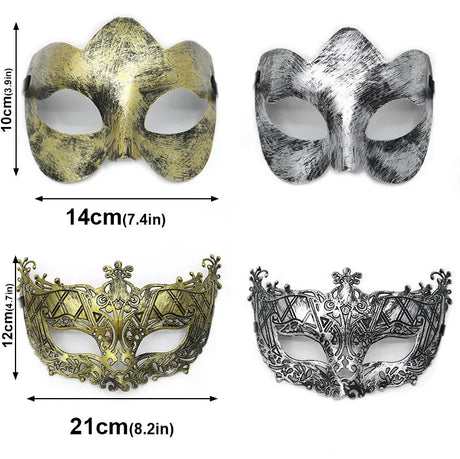 1PC Masquerade Mask Vintage Prince Mask Black Antique Copper Half Face Mask Plastic Retro Crown Masks Women Party Decoration