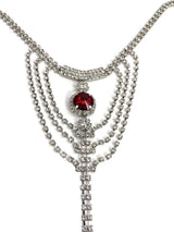 Bikini Body Chain Sexy Nightclub Rhinestone Underwear Chain Round Ruby