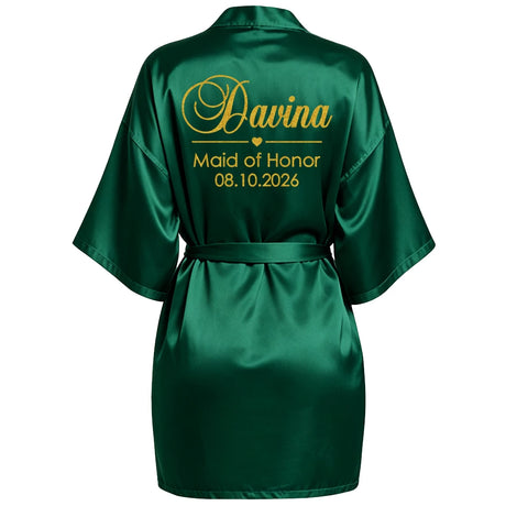Customized Name Date Wedding Bathrobe Faux Silk Bridal Robe Bride Bridesmaid Wedding Robes Woman Bachelorette Hen Party