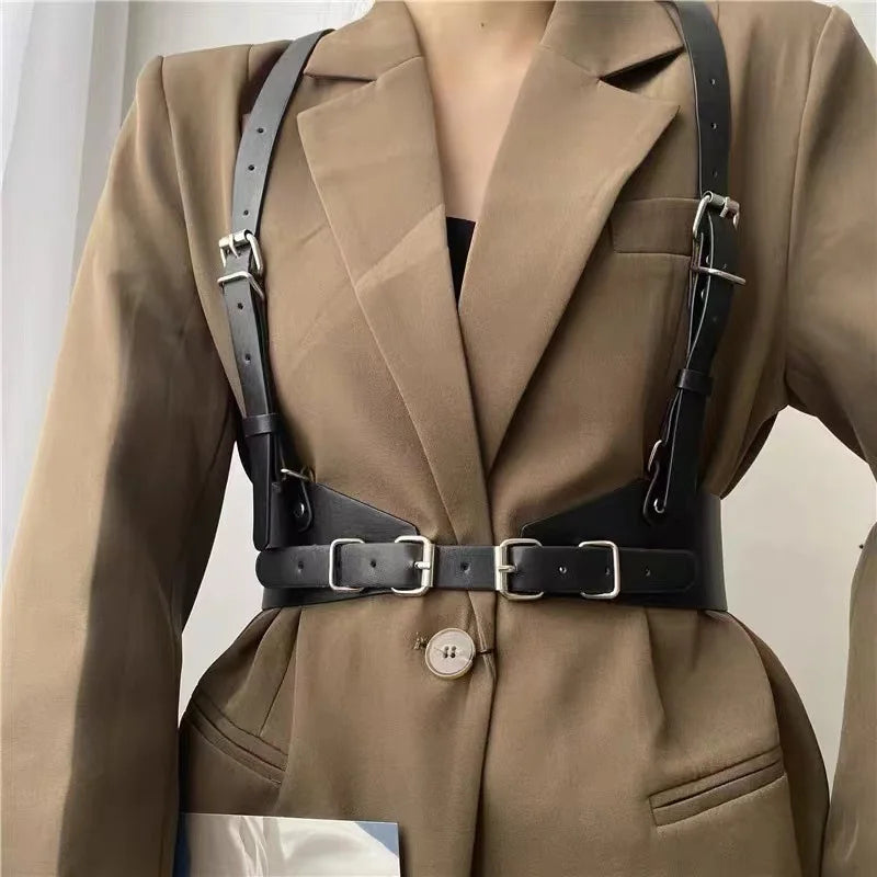 Underbust Corset Top with Strap Punk Harness Belt Leather Suspender Belt Belts for Women