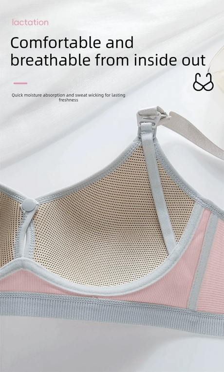 Pure Cotton Double Button Breastfeeding Bra Soft Comfortable Seamless Breathable Maternity Bra Anti Sagging No Underwire