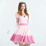 Carnival Halloween Lady Peach Princess Queen Costume Birthday Party Pink Dress Outfit Cosplay Fancy Party Dress