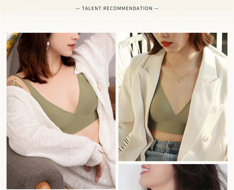 SUJIIN Sexy Wireless Bras for Women Plunge Seamless Invisible Padded Push Up Bra Comfortable Smoothing Female Bralette Bh MX074G
