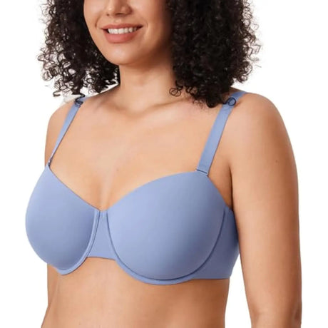 DELIMIRA Women Bras Underwear Push Up Inbarely Plus Balconette Bra Plus Size Full Coverage Seamless Unlined Underwire Bras