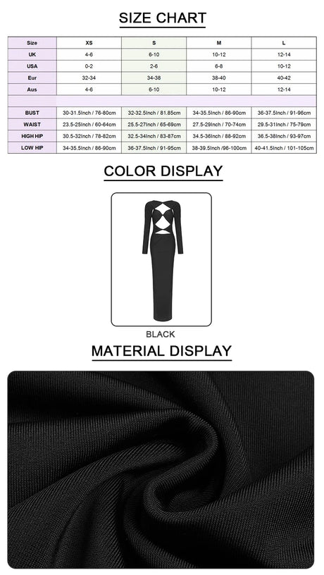 VC 2026 New Sexy Cutout Dresses For Women Sexy Hollow Out Design Long Sleeves Black Gowns Special Events