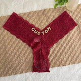 Personalized Text Custom Thong Customization Name Crystal Letters Panties Sexy Lace Underpants for Woman Wife Girlfriend Gift