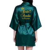 Customized Logo Wedding Date Name Bathrobe Faux Silk Bridal Robe Bride Bridesmaid Wedding Robes Woman Bachelorette Preparewear