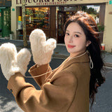 Hot Sale Women's 100% Natural Rabbit Fur Winter Gloves Warm Knit Thick Thermal Mittens Soft Real Fur Outdoor Cold Weather Glove