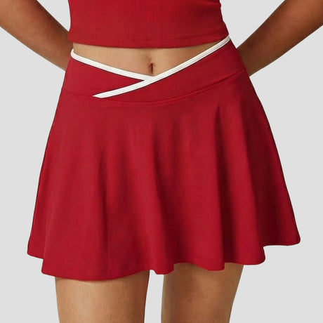 Women Tennis Skorts with Shorts High Waist Cross Running Cycling Fake Two Piece Sports Skirt Gym Fitness Workout Yoga Bottoms