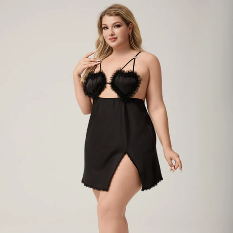 Women's Nightgown Chemise Sleepwear Sexy Lace Intimate Lingerie Backless Hollow Out Night Dress Underwear Oversize Homewear