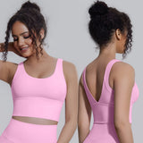 Women Summer Yoga Bra Underwear Shockproof Bra Sports Running Beautiful Back V Shaped Fitness Yoga Tank Top Bra with Chest Pad ﻿
