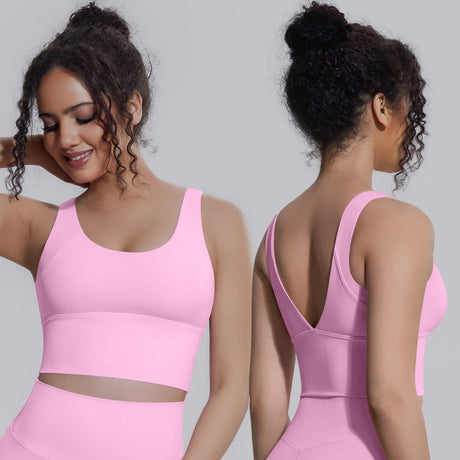 Women Summer Yoga Bra Underwear Shockproof Bra Sports Running Beautiful Back V Shaped Fitness Yoga Tank Top Bra with Chest Pad ﻿