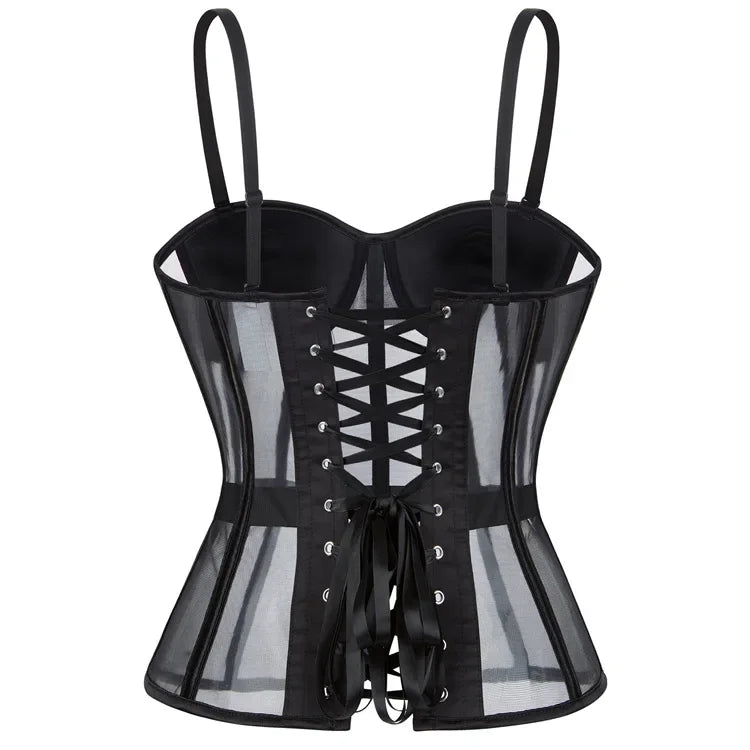 WSHKING Overbust Corset With Bra Korset Woman Strapless Bustier Top Mesh Women Lingerie Black White Sexy Lingerie