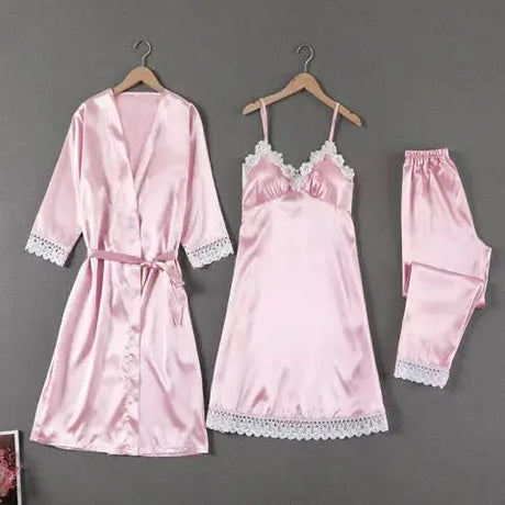 Sleepwear Sleep Suit Sexy Womens Lace Pajamas Sets V-Neck Satin Pijamas Intimate Lingerie Spring Nightwear Home Wear PJS