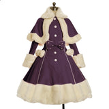 Thicken Christmas Dress Xmas Cloak Princess Cosplay Costume Red Winter Dress Women Long Sleeved Gown Furry Anime Role Outfit