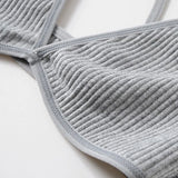 2Pcs/Set Ribbed Cross Back Triangle Bralette Set Women Spaghetti Strap Breathable Daily Bra Wireless Casual Daily Lingerie S-L