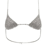 Stonefans Sexy Erotic Hollow Out Rave Lingerie Skirt Rhinestone Chest Necklace Women Shoulder Breast Summer Bra Accessories Gift