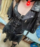 Faux Leather Harness Court Shaper Overbust Corselet Women Sexy Buckled Bustier Waist Trainer Vest Corset Overbust