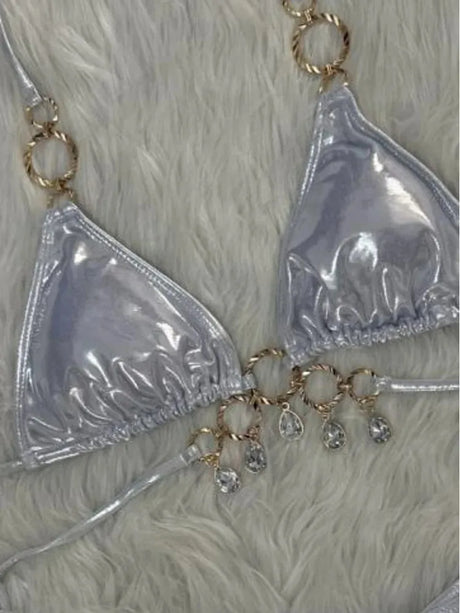 New 2026 Luxury Rhinestones String Bikinis Set Women Summer Beach 2 Piece Swimsuit Female Triangle Swinwears