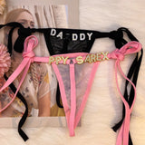 Custom Name Thongs String Panties Women Personality Underwear Bikini Lace Tanga Thong Low Waist Girl Body Jewelry Birthday Gift