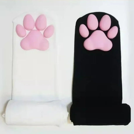 1 Pair 3D Cat Paw Meat Pad Knee High Socks, Home Floor Socks,Creative Funny Socks For Girls